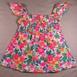 Tommy Bahama Girls Pink Shirt Hawaiian 7/8 Medium Floral